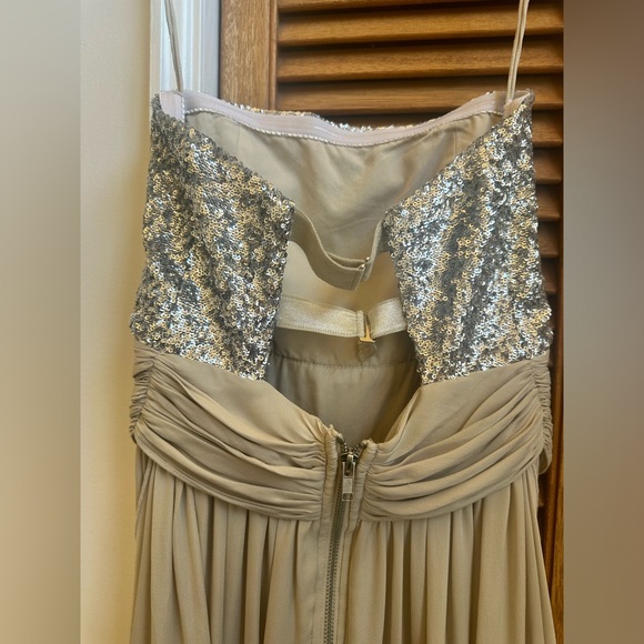 Alice + Olivia Womens Dress Size 2 Silver Taupe Sequined Sheath Strapless Short - Picture 13 of 16